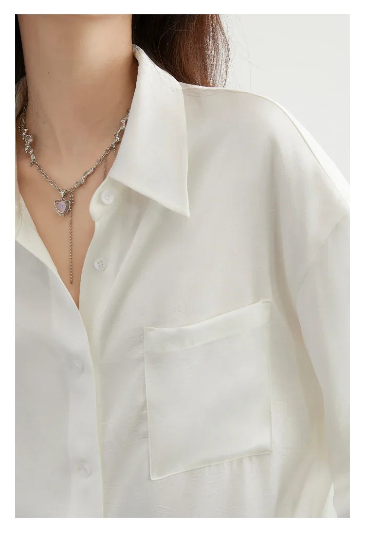 CHIC VEN Korean Women Shirt White Solid Pleated Side Slit Loose Long Sleeved Woman Blouses Female Tops Spring Summer 2025