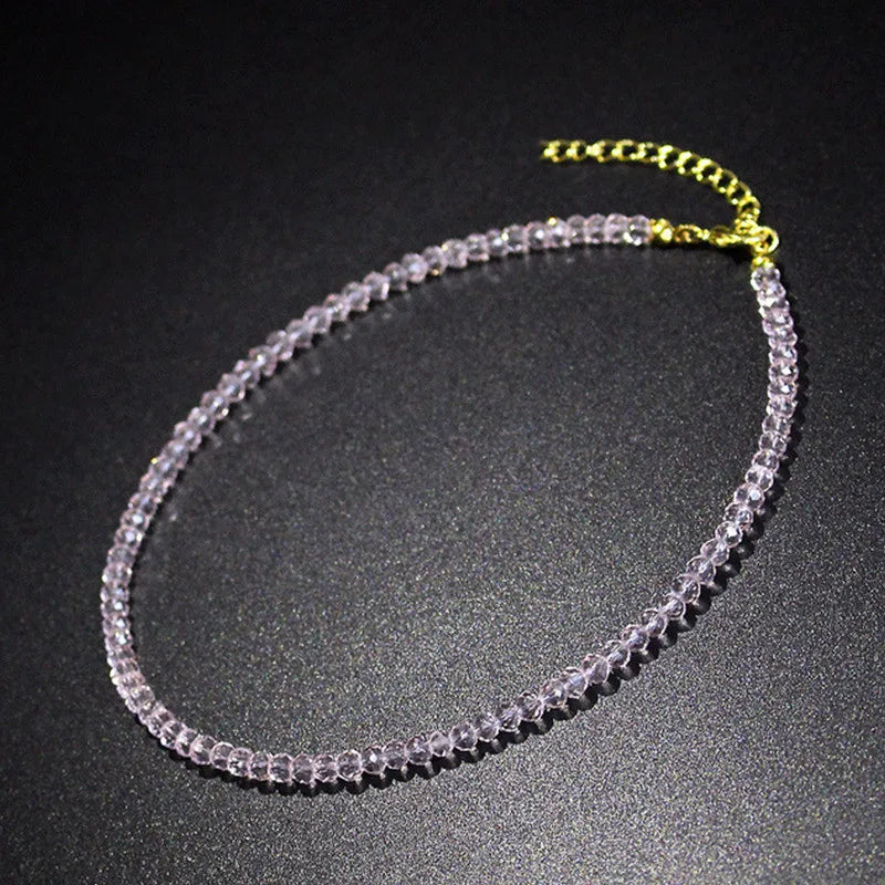 Trendy 3mm Black Clear Beads Chain Short Choker Necklace Female Jewelry Women Sweet Necklaces Bijoux Femme Ladies Party Gift