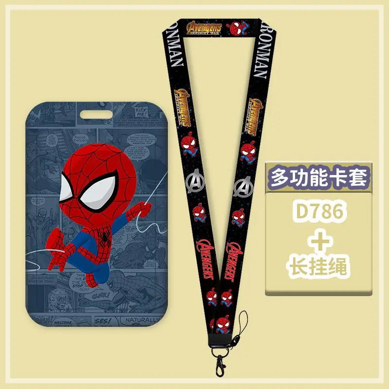 Cartoon Disney Marvel Spiderman Card Sleeve Cartoon Lanyard ID Bus Card Work Permit protect Sleeve Cute Student Stationery Gift