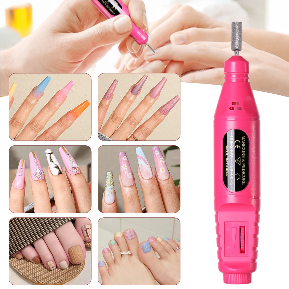 LINMANDA 6 in 1 電動ネイルドリルキット ネイルポリッシャー マニキュア ポータブルネイルファイル ネイルドリル機器 ペンツール マシン