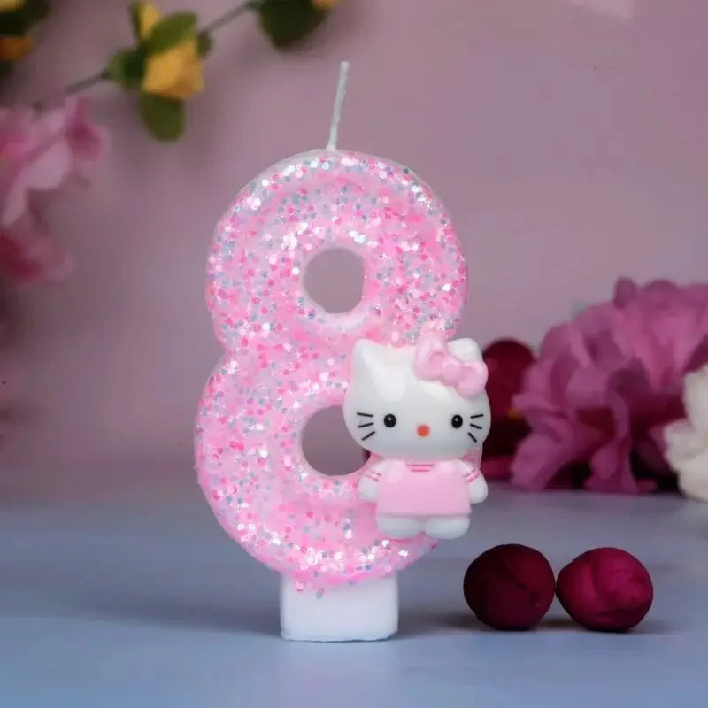 Sanrio Cute Hello Kitty Fun Digital Candles Creative Kawaii Cartoon Pattern Party Decoration Supplies Birthday Cake Accessories