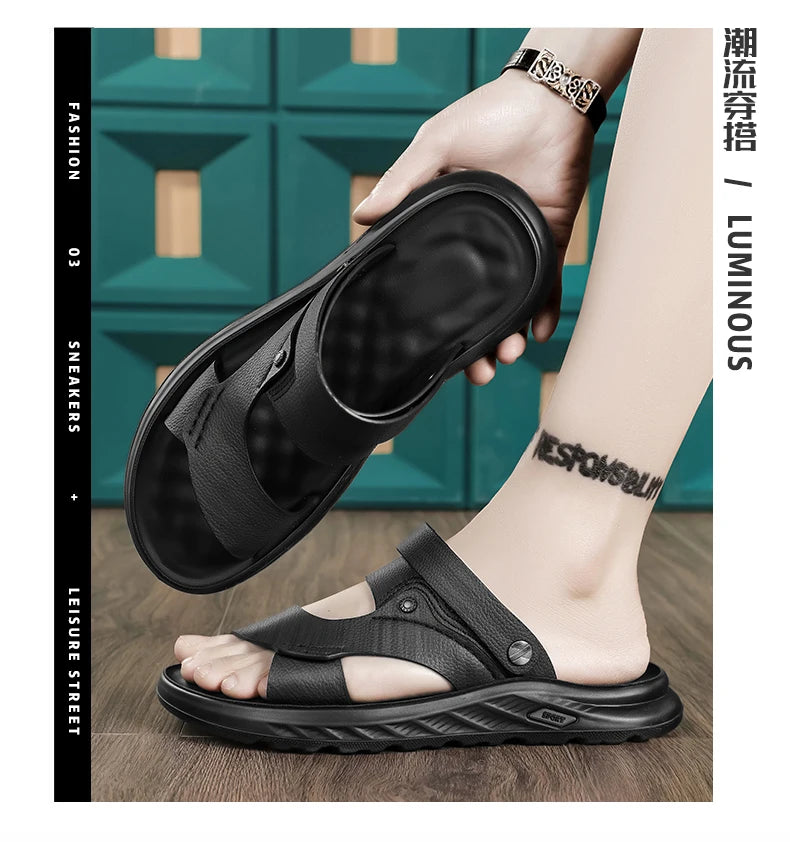 Sandals men with soft soles breathable waterproof anti slip wear-resistant suitable both summer casual wear breathable men shoes