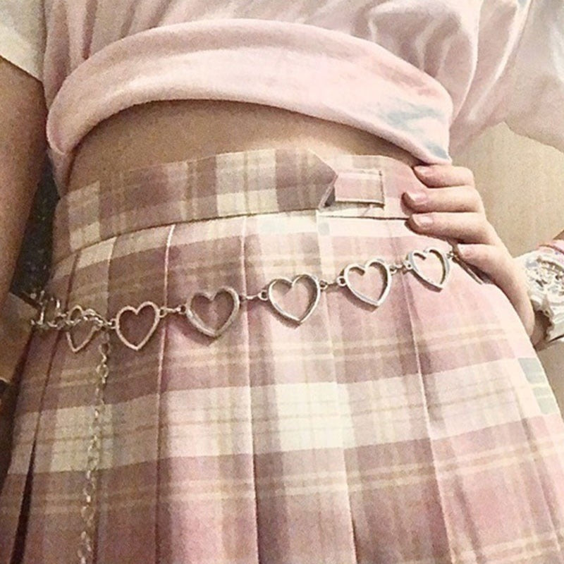 Women Fashion Heart Shaped Metal Waist Chain Belt Waistband Accessories