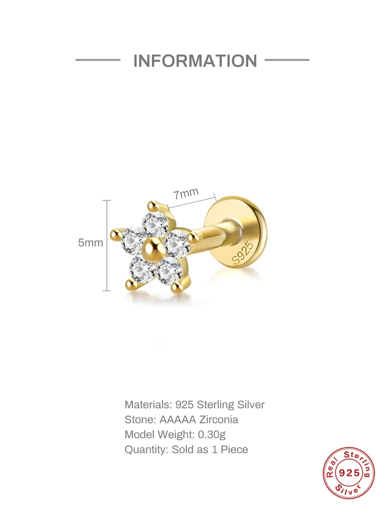 Aide 925 Sterling Silver 1pc Geometry Multi Piercing Stud Earrings For Women K Gold Simple Elegant Tassel Jewelry Gift Pendiente