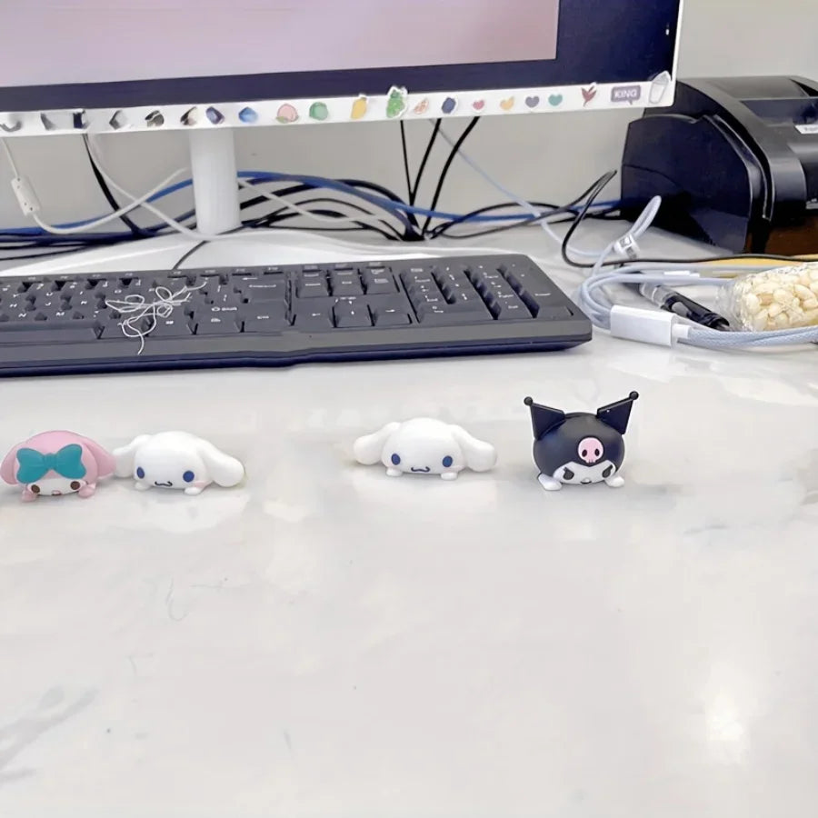 1/4pcs HelloKitty My Melody Kuromi Cinnamoroll Rubber Durable Cute 3D Cartoon Dashboard Decorations for Vehicle Decor