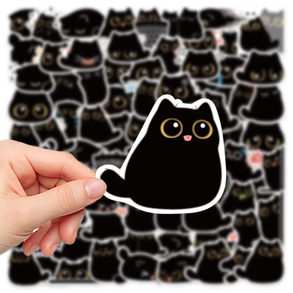 10/20/40/80PCS Black Cat Cute Kawaii Stickers Vintage For DIY Notebook Scrapbooking Motorcycle Laptop Luggage Graffiti Decals