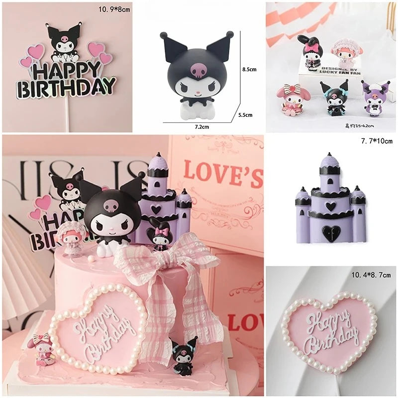Cartoon Figure Kulomi Cake Decoration Sanrio Girl Child Happy Birthday Party Supplies Wedding Anniversary Decora Cake Topper