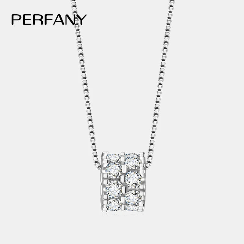 PERFANY 1.6CT Moissanite Necklace for Women S925 Pure Silver Spherical Laboratory Diamond Pendant Luxury Party Jewelry Gift