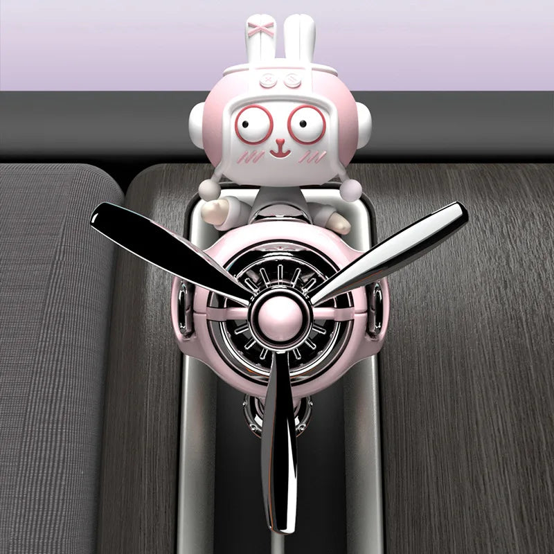 New Cute Bunny Pilot Car Air Freshener with Rotating Plane Head Funny Air Vent Fragrance Decor Clip Car interior Accessories
