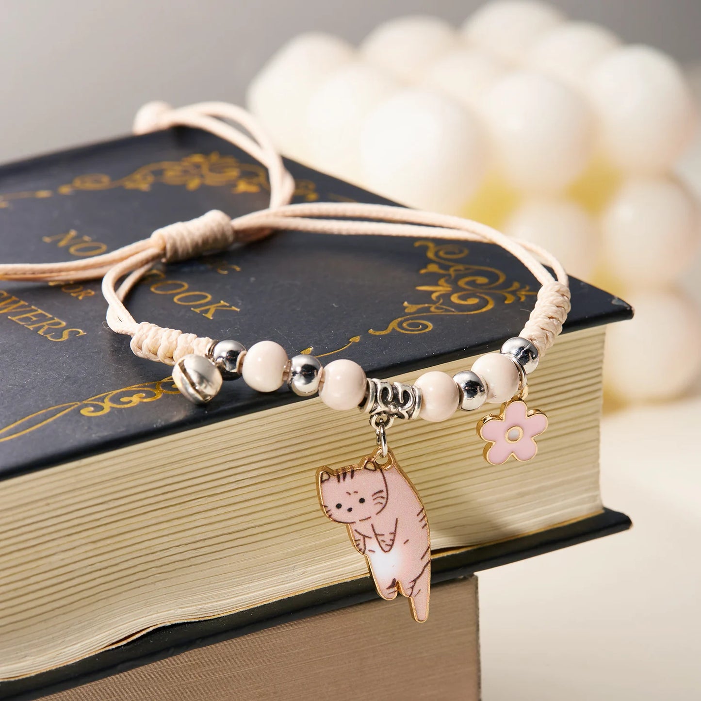 Cartoon Enamel Animal Cat Flower Bracelet for Girl Kids Women Charm Pet Pendant Strap Rope Bracelets Handmade Friendship Jewelry