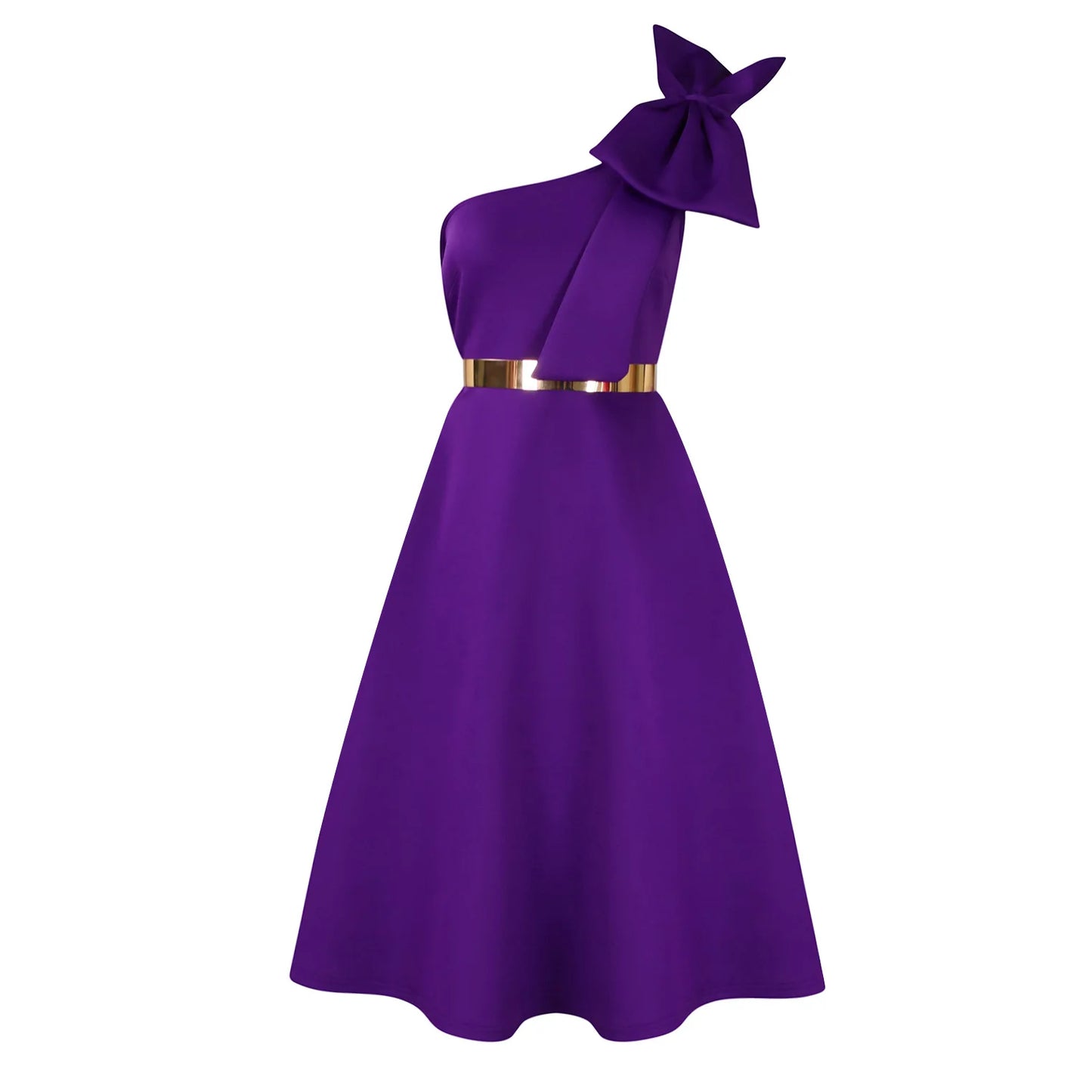 French One Shoulder A Line Pleated Birthday Party Dresses Women Bow Sleeveless Belt Large Skirt Elegant Women's Party Dress