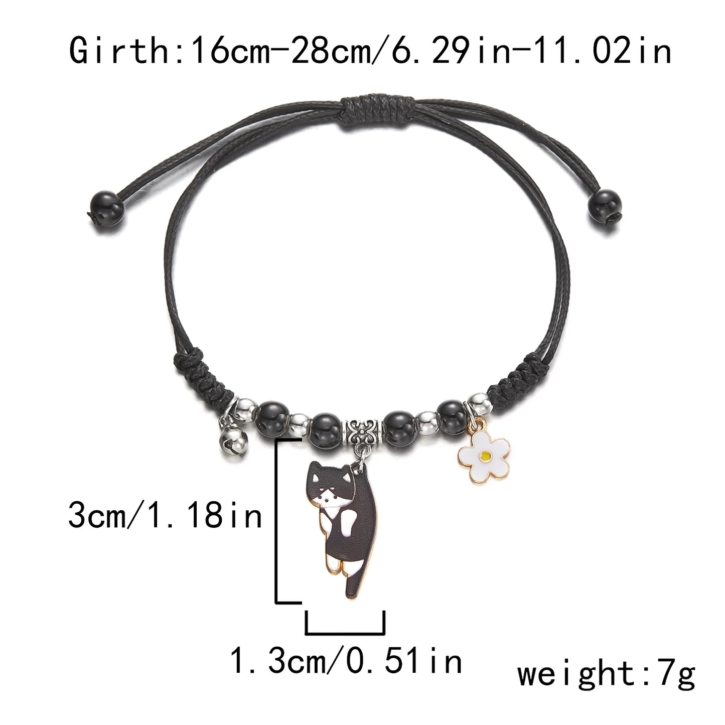 Cartoon Enamel Animal Cat Flower Bracelet for Girl Kids Women Charm Pet Pendant Strap Rope Bracelets Handmade Friendship Jewelry