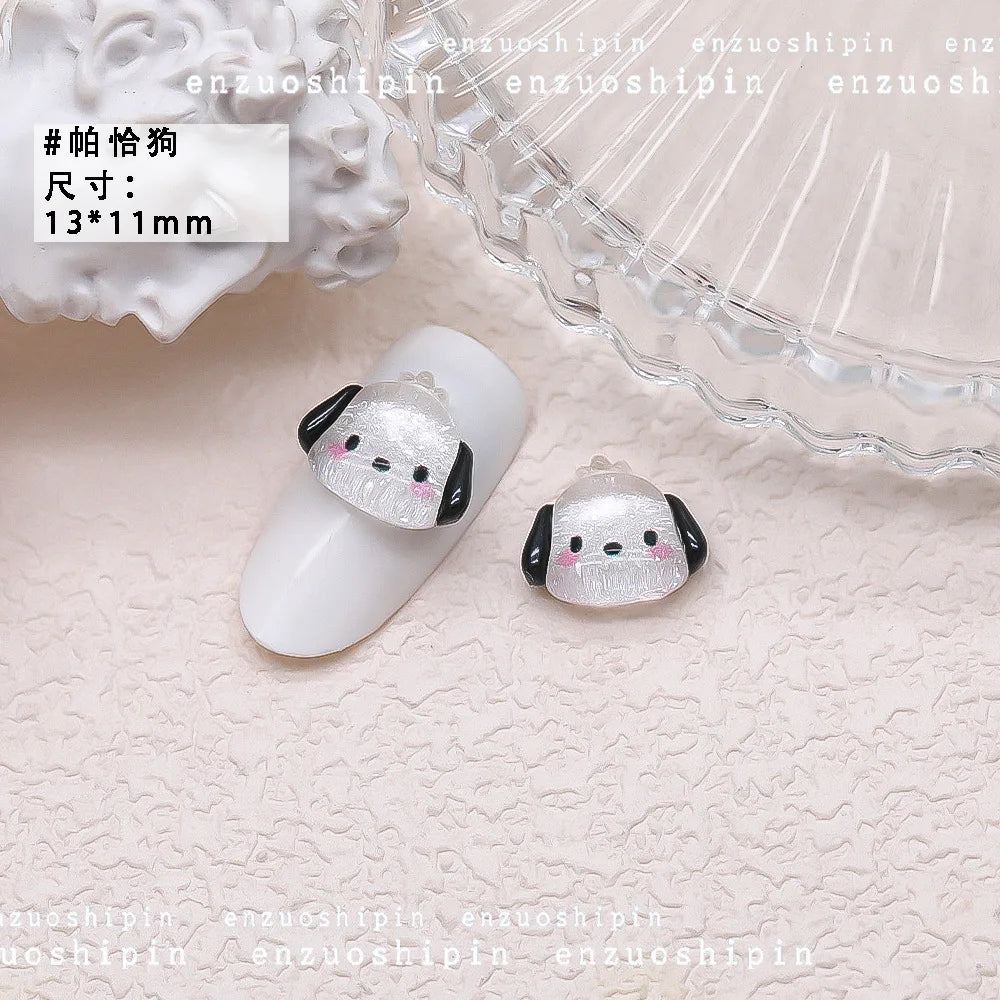 50Pcs Nail Charms Set - Oversized 3D Kuromi & Pochacco Resin Decor for Bold Kawaii Nail Art