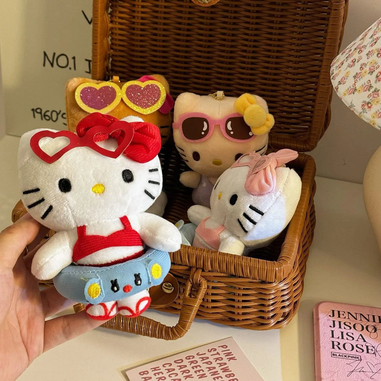 Sanrio Hello Kitty Plush Doll Keychain Pendant Cartoon Kt Cat Stuffed Plushies Key Ring Bag Accessories Girls Gift Kids Toys