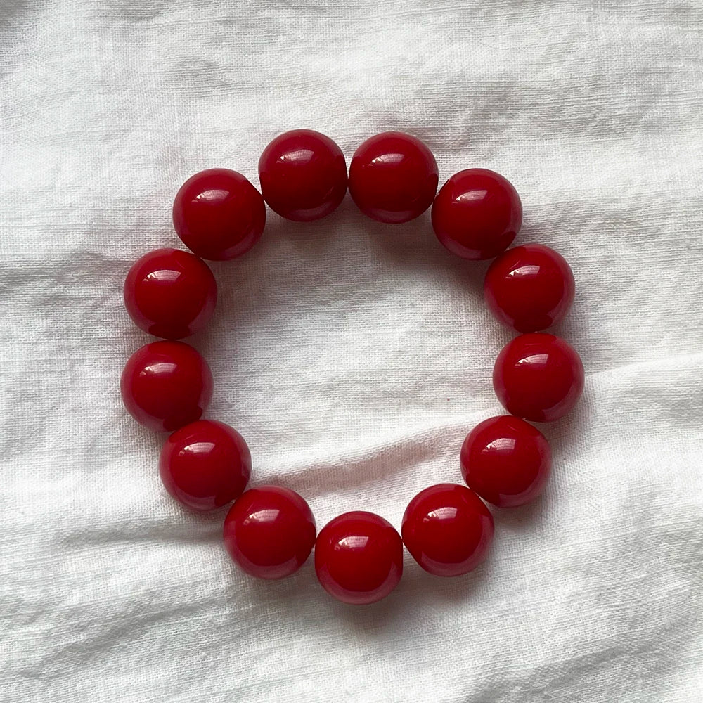 Cute Sweet Colorful Acrylic Big Bead Chunky Bracelet Fluorescent Hand Beaded Simple Bangles Summer Spring Jewelry Accessories