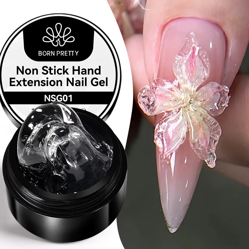 BORN PRETTY 15ml クリア ノンスティック ハンドエクステンション ジェルネイルポリッシュ 3Dシェーピングネイルアート用 固形ミルキーゼリーハードジェル フェイクネイル用