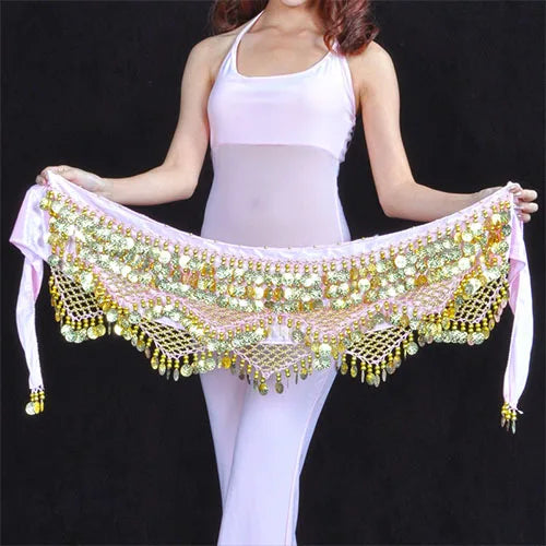 New Style Top Selling Belly Dance Waist Chain Hip Scarf Bellydance Coins Belt Dancing Waist Belt Dancer's Accessories