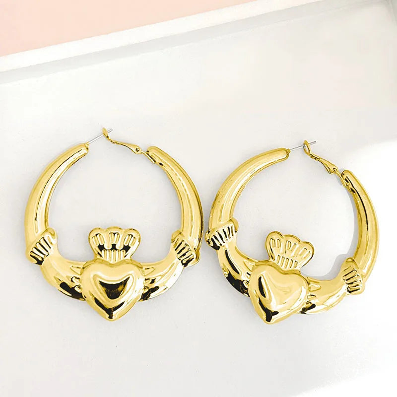 New Style Gold Color Heart Hoop Earring Women Girls Gifts Simple Fashion Ear Jewelry Accessories Party Gift