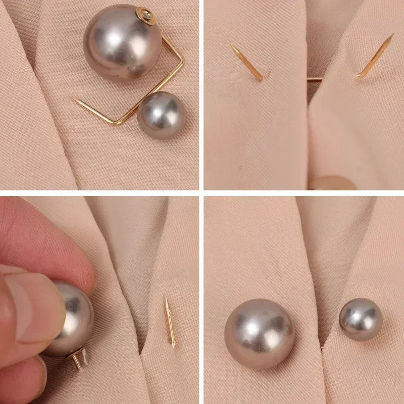 1/12Pcs Pearl Non-slip Safety Pins Dress Brooch Decoration Dress Waist Fastening Pins Collar Adjustment Scarf Buckle Jewelry