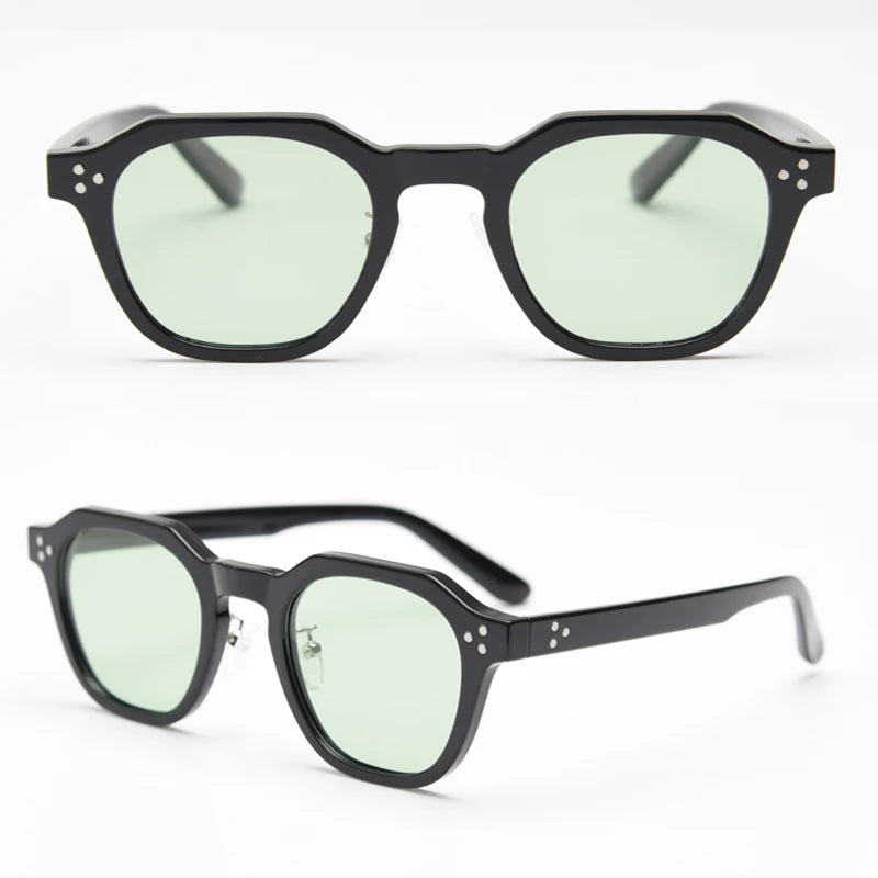 Peekaboo korean style retro sun glasses for women TR90 frame polygon polarized sunglasses uv400 male green brown 2023 summer