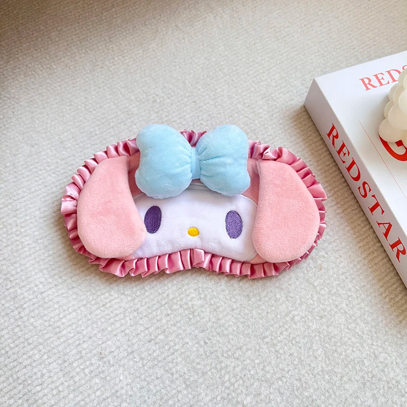 Sanrio Cute Sleeping Eyepatch Cinnamoroll Kuromi Plush Eye Patch Girl Pochacco My Melody Shading Eye Mask Travel Rest Eyepatch