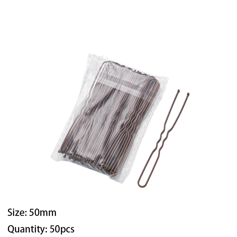 50pcs 50/60/70mm Hair Pin And Clips U Shape For Headpiece Women Girls Hairpins Accessories Bride Wedding Head Jewelry Decoration