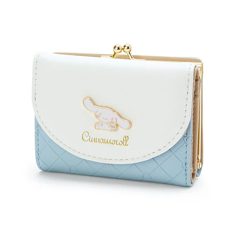 Sanrio Cinnamoroll Kuromi My Melody Hello Kitty Kawaii PU Leather Wallet Card Holders Casual Coin Purse Money Bag