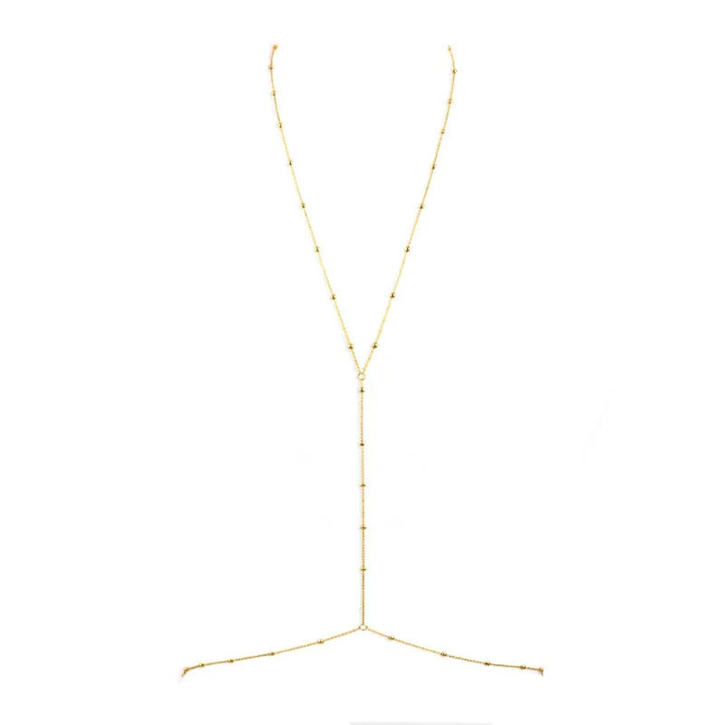 Stainless Steel Simple and fashionable bead wasit chain Bohemian women's body chain Sexy Beach Wedding Accessories Women Bra Cro