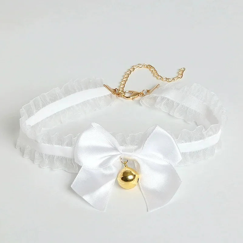 2Pcs Sexy Cat Ears Women Plush Bell Headband with Bell Heart Neckchain Cosplay Masquerade-Party Costume Hair Accessories
