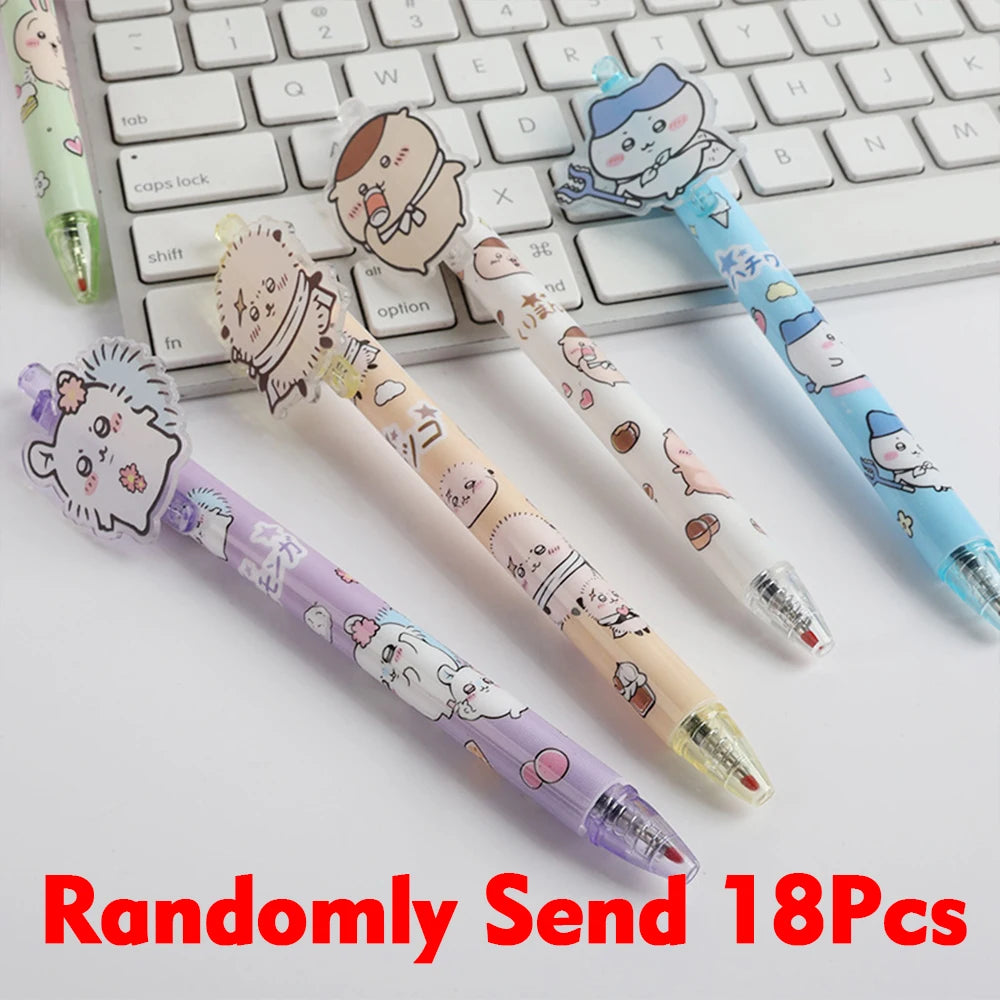 1/6/18Pcs Cute Chiikawa Hachiware Usagi Cartoon Animes Character Patch Press Pen 0.5mm Gel Pen Student Stationery Supplies Gifts