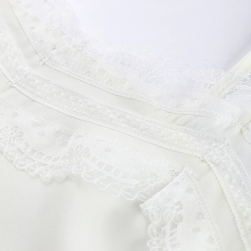 Elegant Stain Lace Tank Women Sleeveless Backless Tube Top Solid Lady Tanks 2025 Fashion Summer Female Strap Outwear
