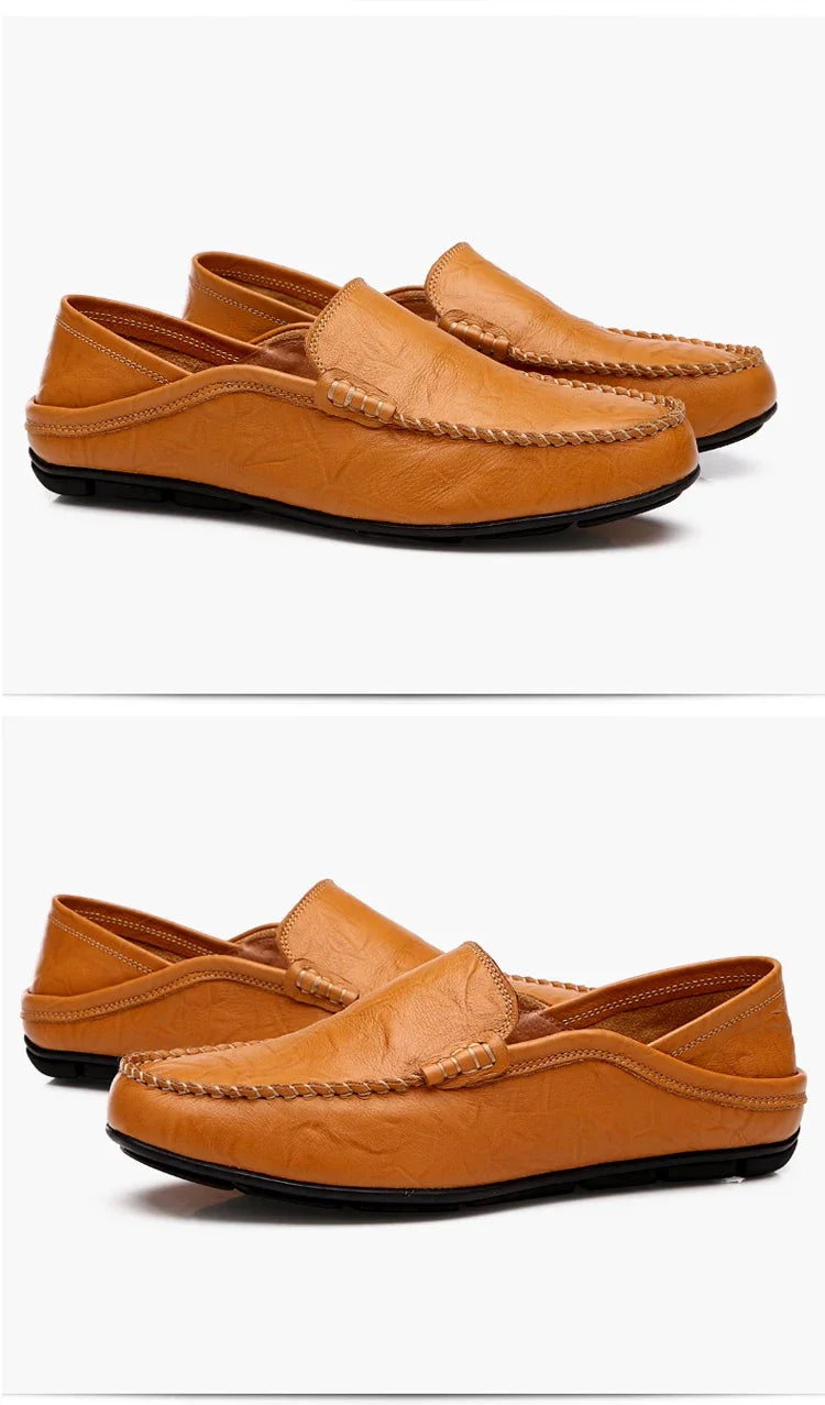 Men Loafers 2024 New Leather Shoes Men‘s Casual Shoes Moccasins Breathable Sneakers Men Driving Shoes Comfort Flats Plus Size 46
