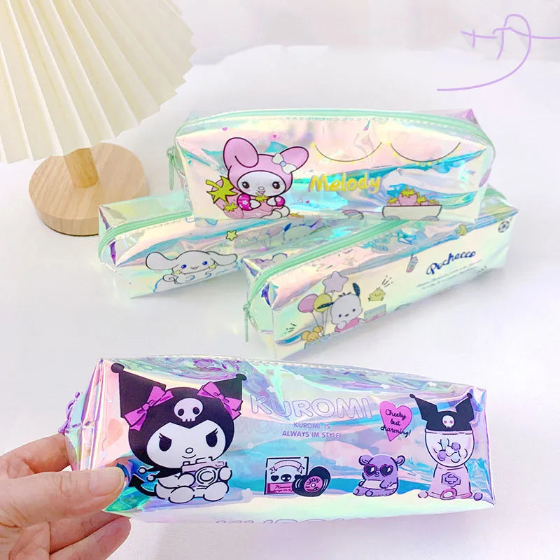 New Anime Stitch Pencil Case Kawaii Kuromi Melody Pen Bag Cartoon Students Storage Bag Stationery Back to School Christmars Gift