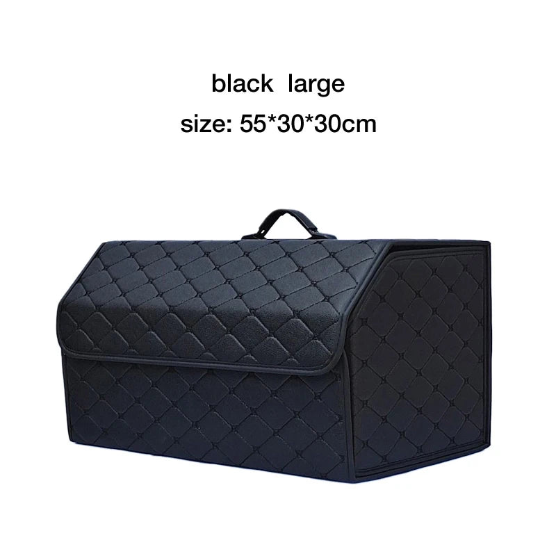 Car Trunk Organizer Box, Large Capacity, Auto Multiuse Tools, Storage Bag, Stowing, Tidying, Leather, Folding for Emergency
