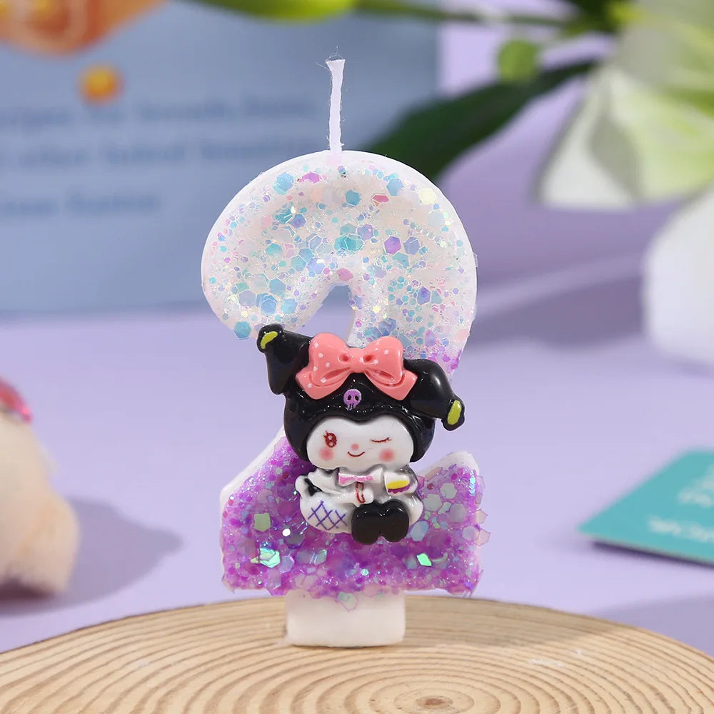 Kawaii Kuromi Birthday Candle Sanrio Purple 0-9 number Candles Birthday Cake Decoration Anniversary Party Candles Scene supplies