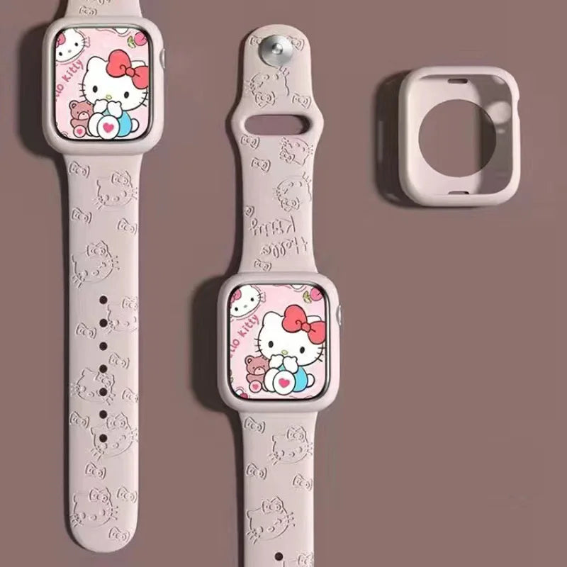 Hello Kitty Series Apple Watch Engraved Cartoon Print Apple Silicone Replacement Band Hot off the shelf inventory Cartoon Cute