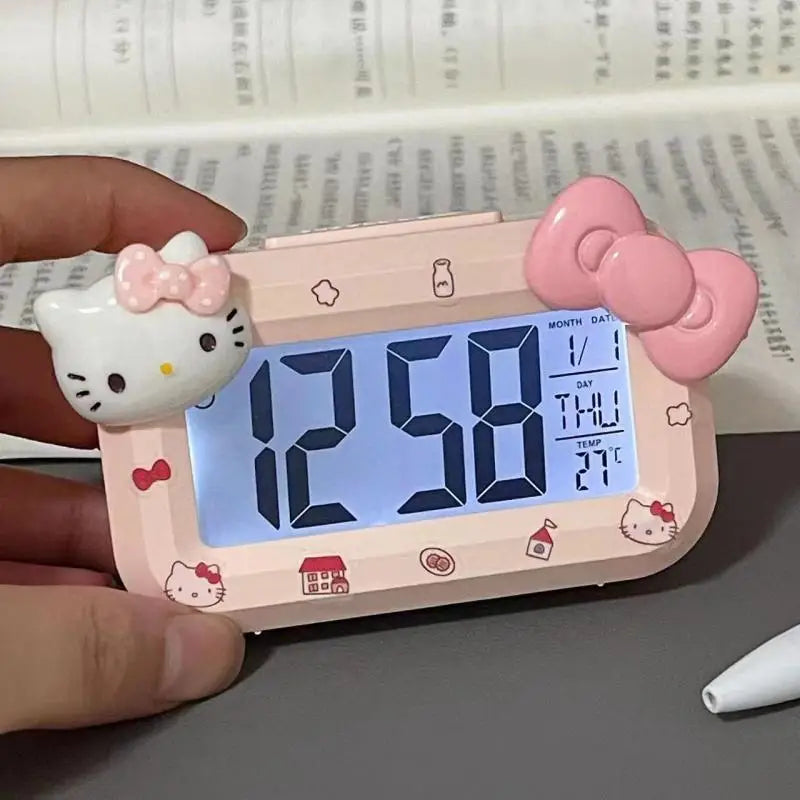 Hello Kitty Mini Night Light Alarm Clock Cute Timer Multi Functional Portable Desk Clock Birthday Gift Holiday Gift