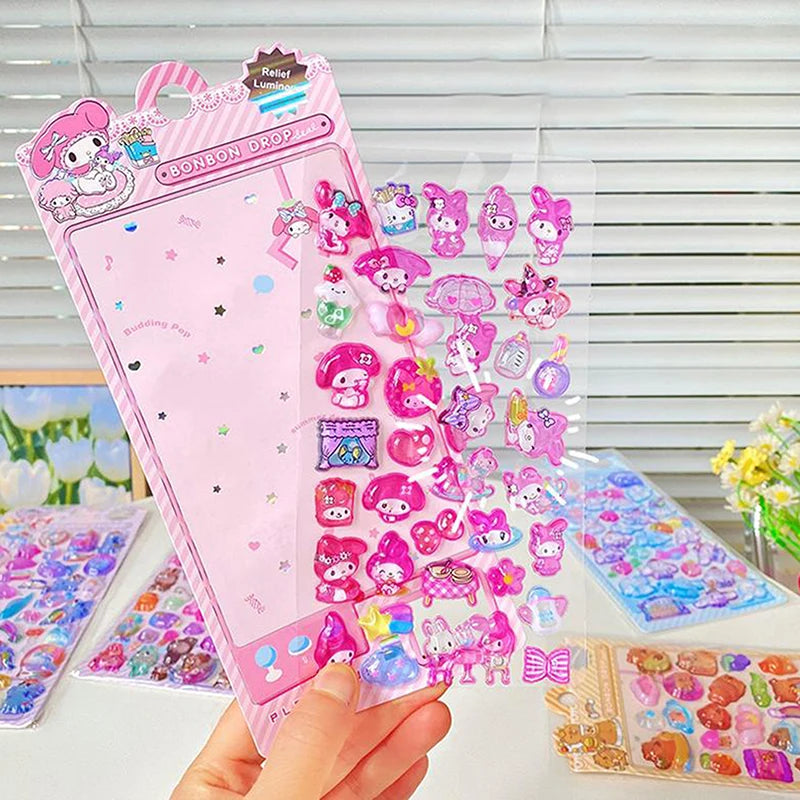 Kawaii Sticker DIY Hand Account Diary Decorative Kitty Kuromi Funny Cartoon Kids Girls Christmas Birthday Gift Reward Toy