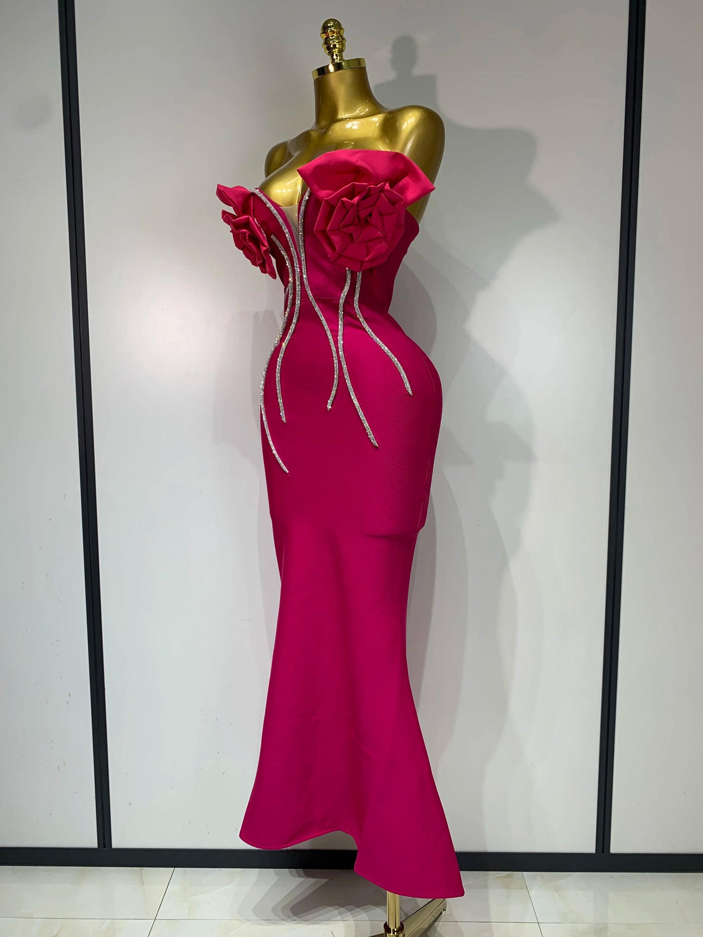 Luxury Birthday Party Dresses Women Elegant Bandage Bodycon Dress Strapless Appliques Sparkly Diamond Evening Club Outfit