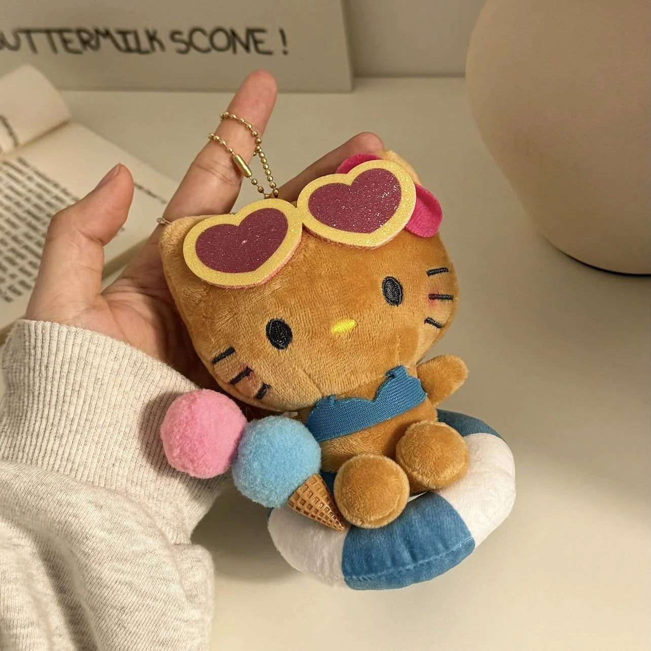 Sanrio Hello Kitty Plush Doll Keychain Pendant Cartoon Kt Cat Stuffed Plushies Key Ring Bag Accessories Girls Gift Kids Toys