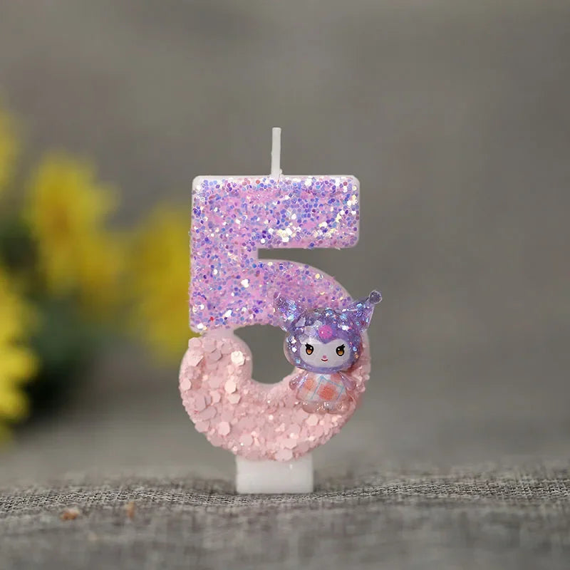 Kuromi Digit 0-9 Candle Sanrio Anime Birthday Decoration Baby Shower Gender Reveal Anniversary Cake Topper Party Supplies Gift