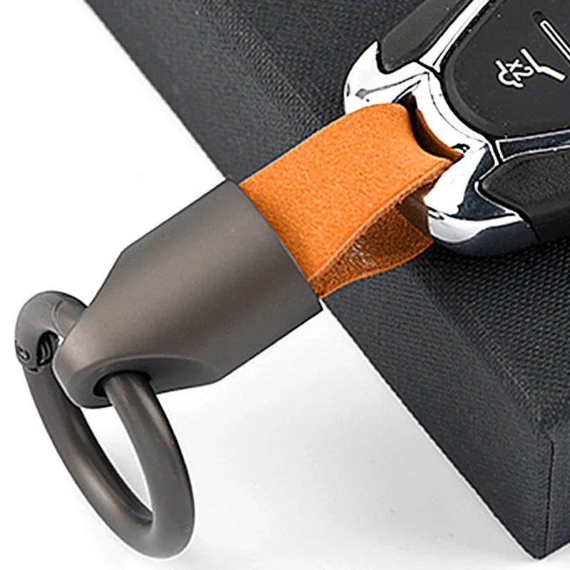New Cowhide Leather Keychains for Women Men Waist Belt Buckle Carabiner Car Pendant Key Chains Rings Keyring Bag Gifts
