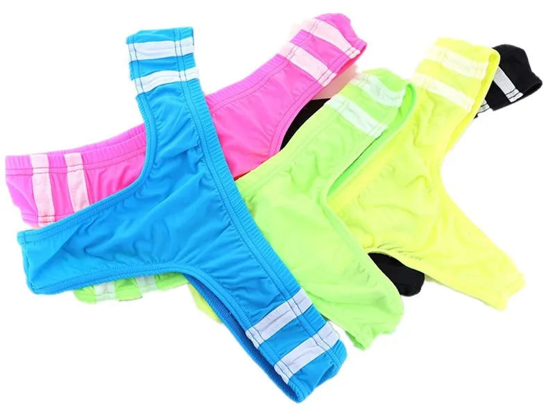 Sexy Men's T Pants Thin Breathable High Elasticity Bikini Ice Silk Men's Thong U Convex Antibacterial jockstrap thongs