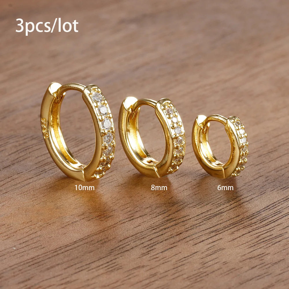 3 Piece Fashion Stainless Steel Round Star Drop Earrings Set for Women 18K Gold Plated Dangle Earring Punk Unisex Rock Jewelry