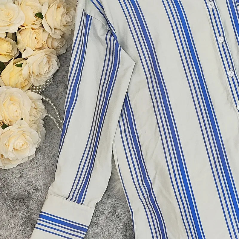 Casual 2 Piece Set For Woman 2025 Spring Summer Fashion Striped Print Shirts Tops And Shorts New In Matching Short Sets Outfits