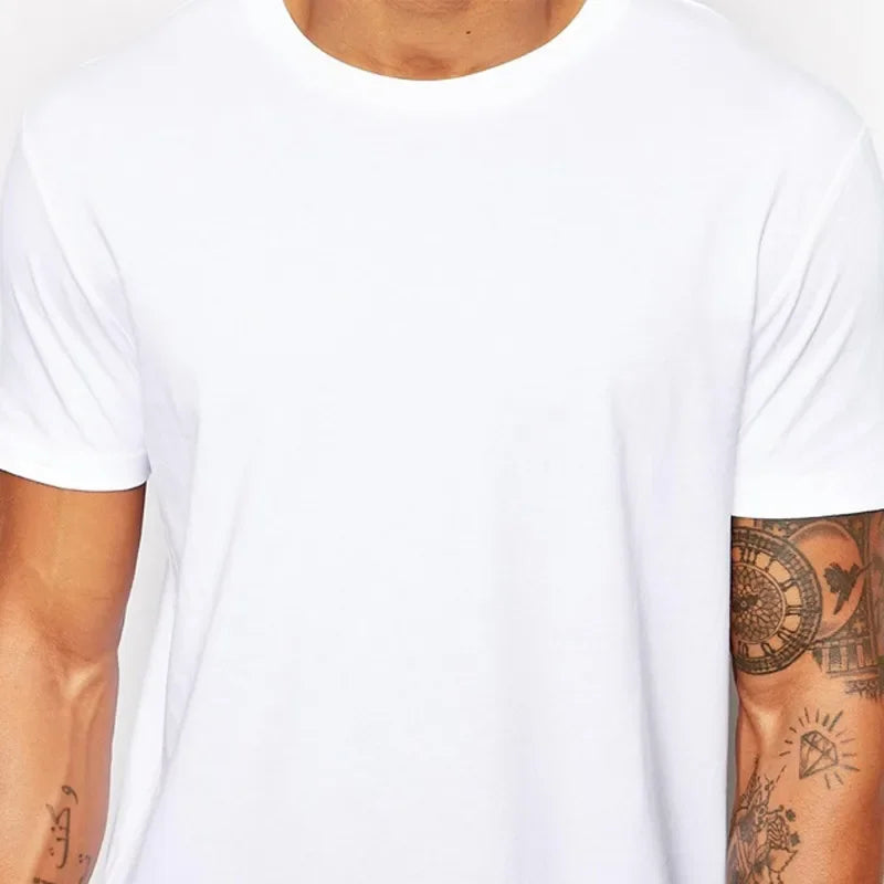 2025 Brand Men's Cotton Clothing White Long T Shirt Hip Hop Men T-Shirt Extra Long Length Man Tops Tee Long Line Tshirt For Male