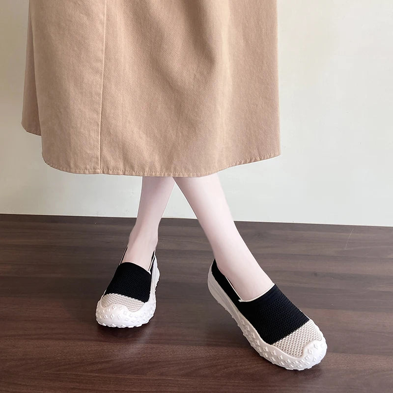 Knit Loafers for Women Mesh Comfortable Slip On Casual Breathable Outdoor Walking Shoes Ladies Lightweight Sneakers