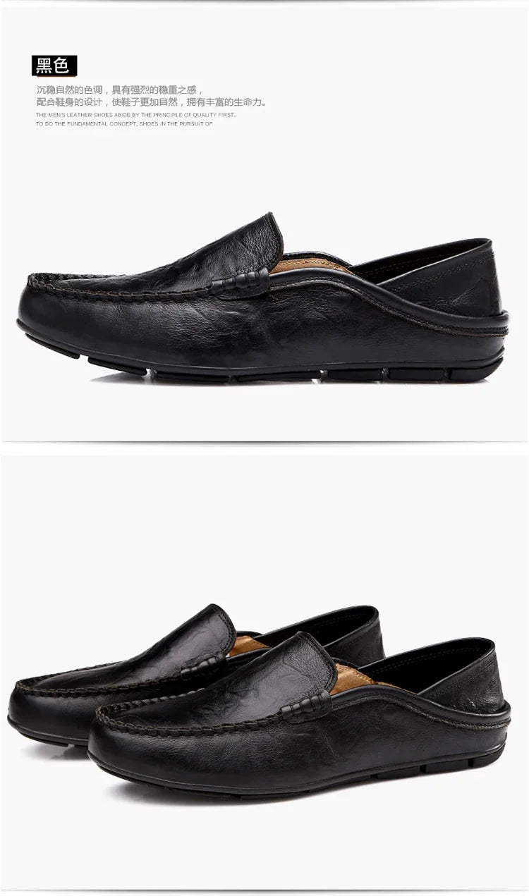 Men Loafers 2024 New Leather Shoes Men‘s Casual Shoes Moccasins Breathable Sneakers Men Driving Shoes Comfort Flats Plus Size 46