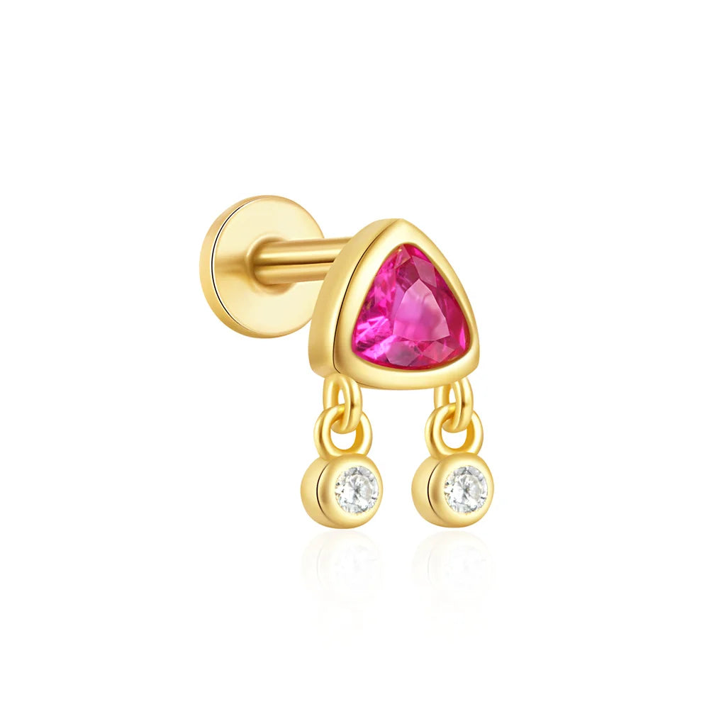 Aide 925 Sterling Silver 1pc Geometry Multi Piercing Stud Earrings For Women K Gold Simple Elegant Tassel Jewelry Gift Pendiente