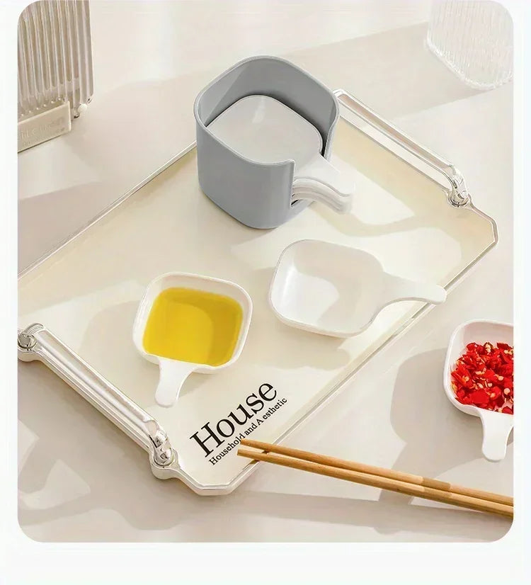 7pcs/set Sauce Dish Food Sauce Dish Dipping Dish SetSnack Seasoning Dish Food Container Tomato Sauce Plates Kitchen Supplies